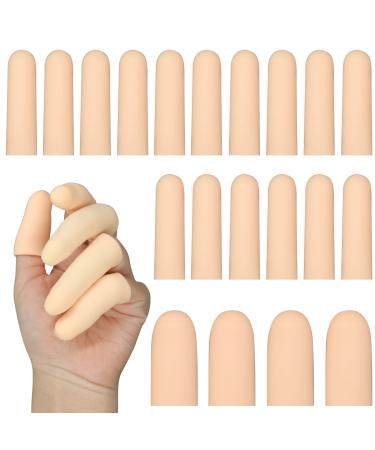 20Pcs Gel Finger Cots Thumb Protector, Silicone Finger Sleeves Cover Protection for Finger Tips, Finger Gloves Caps Finger Protectors for Wounds Hand Eczema, Finger Arthritis, Finger Cracking (Nude)