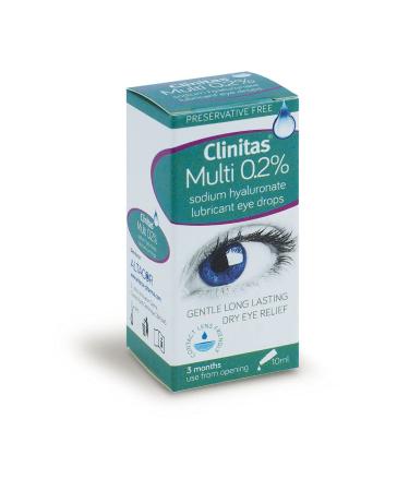 Clinitas 0.2% Soothe Eye Drops for Dry Eye. Suitable for Contact Lens wearers and Preservative Free for The Relief of Dry and Gritty Eyes 10ml Multi use Bottle