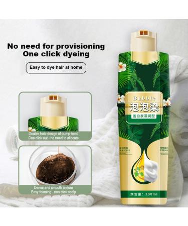 300ml Plant-Based Dyeing Foam Shampoo for Grey Hair - Easy Wash Color Cream for Men & Women - Buy Online on GoSupps.com