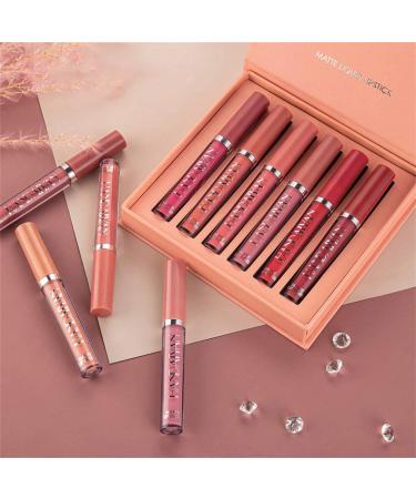 Dulele 6-Piece Velvety Matte Lip Gloss Set - Waterproof Durable Liquid Lipstick | Non-Stick Cup Makeup Cosmetics (Color A) - Buy Online on GoSupps.com