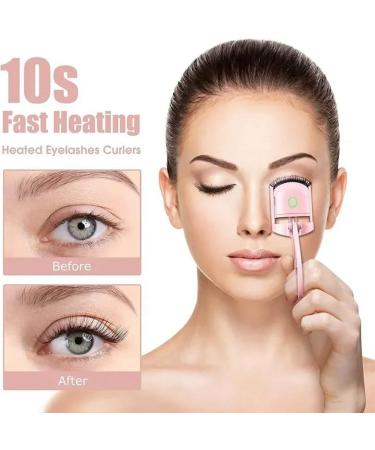 Zhwkelvs Electric Eyelash Curler USB Charging Model Fast Heating Portable Eye Lash Perm Lasting Curling Thermal Eyelash Clip B Pink - Buy Online on GoSupps.com