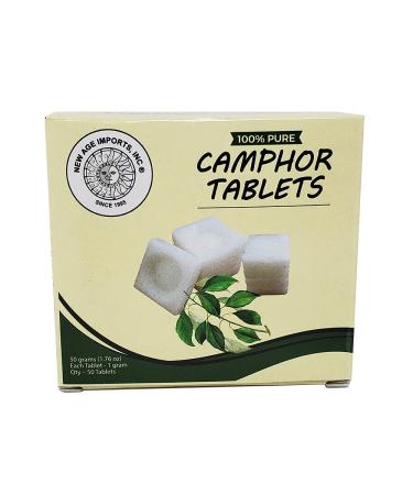 Camphor Tablets 50 Grams Pack Inscent | Premium Quality Refined Camphor Blocks 100% Natural for Incense, Insenses Aromatherapy, Odor Eliminator, Puja, Alcanfor by New Age Imports, Inc. (50 Grams)