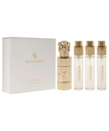 Swiss Arabian Gharaam for Unisex - 4 Pc Mini Gift Set 3 x 10ml Perfume Spray 1 Metal Case - Buy Online on GoSupps.com