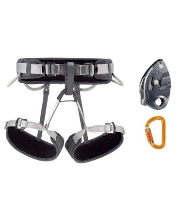 Petzl CORAX Climbing Kit - Package Containing CORAX Harness, GRIGRI Belay System With Assisted Blocking, and Sm'D Carabiner Grey 1