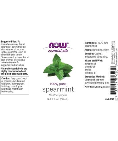 Now Foods Spearmint Essential Oil 1 fl oz | 100% Pure Aromatherapy - Buy Online on GoSupps.com