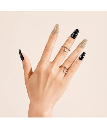 Gold Finger Gel Glam Design Press On Nails Kit - Long Length (GD16) - Buy Online on GoSupps.com