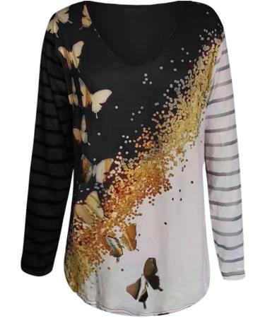 Shop Creoqiji Baby Sweater - Stylish Women's V-Neck T-Shirt with Butterfly Print & Long Sleeves | Maternity Fashion Black Shorts - International Shipping Available - Buy Online on GoSupps.com