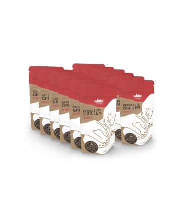 Entosus - dried and roasted grilling taste: chili 12x 20g crunchy snack grilling sustainable meat substitute insects as protein snack or as a cooking ingredient in Germany chili 12x 20g