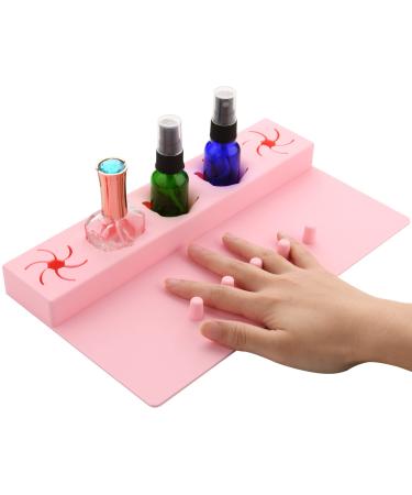 Beautyflier Soft Silicone Nail Polish Bottle Holder Nail Polish Organizer Nail Station for Salon Home DIY Manicure Tools Nail Art (Pink)