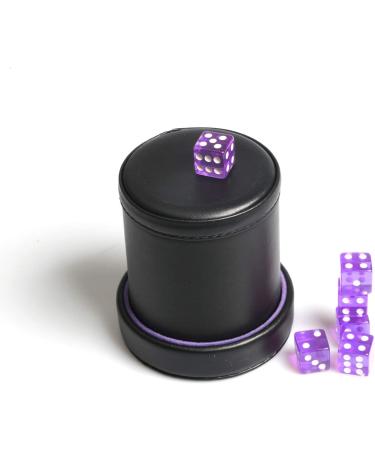 Purple PU Leather Dice Cup Set with Translucent Dice - Perfect for Liars Dice, Farkle, Yahtzee - Buy Online on GoSupps.com