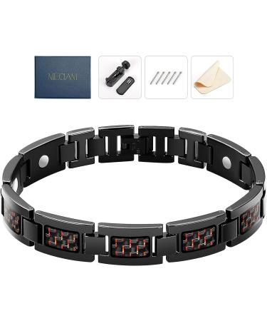 Meciam Magnetic Therapy Carbon Fiber Titanium Bracelet | Pain Relief for Arthritis | Adjustable Length | Red - Buy Online on GoSupps.com