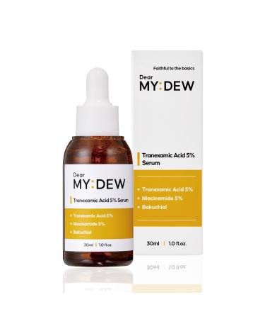 DearMYDEW 5% Tranexamic Acid Serum with 5% Niacinamide Bakuchiol Dark Spot Correcting Serum Fade Discoloration Hyperpigmentation Acne Scars Sun Spots Blemish Remover Korean Skincare 1Fl Oz