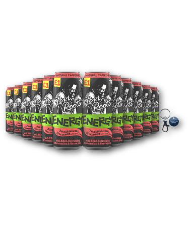 Levi Roots Can Energy Drink Pack of 12x500ml with Key Ring (12x500ml Jamaican Sunset) Jamaican Sunset 12x500ml