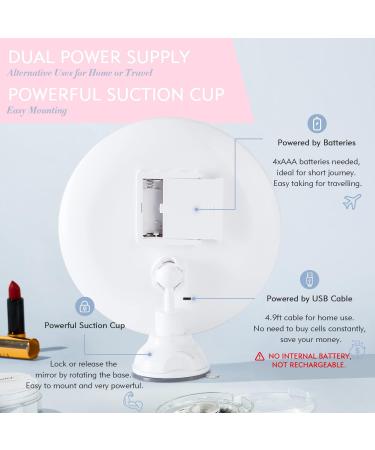 15x Magnifying Mirror with Light & Tweezers - Perfect for Precise Makeup & Plucking | Lighted Magnified Mirror with Suction Cup | Dual Power | 8 White - Buy Online on GoSupps.com