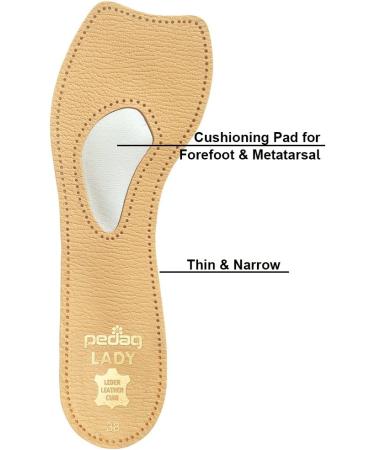 Pedag 121 Lady Ultra Thin Leather Insoles for All Heels - Self Adhesive Tan - Women's Size 7 / EU 37 - Buy Online on GoSupps.com