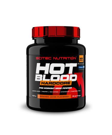Scitec Nutrition Hot Blood Hardcore Pre-Workout Drink Powder with Amino Acids and Creatine 700g Orange Juice