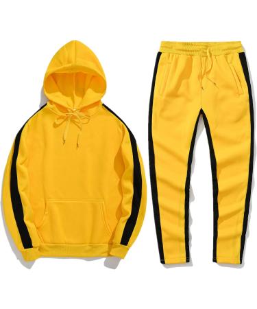 Hanxiulin Men's Jogging Suit - Stylish Training Set | Leisure Sports Jacket & Pants in Yellow - Perfect for Fitness & Fashion - Buy Online on GoSupps.com