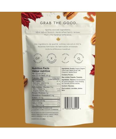 Handfuel Maple Glazed Candied Pecans Hand Roasted Praline Pecans 3g of Protein Non-GMO Vegan Friendly Plant Based Candied Nuts Gluten Free - 120 Grams - Buy Online on GoSupps.com
