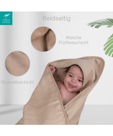 Urban Kanga Hooded Baby Towel | Double-Sided 100% Cotton Muslin | Oeko-Tex Certified | International Shipping - Buy Online on GoSupps.com