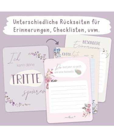 Mintkind Milestone Cards for Pregnancy | 32 Floral Baby Bump Photo Cards | Perfect Gift for Expectant Mothers | Announce Pregnancy - Buy Online on GoSupps.com