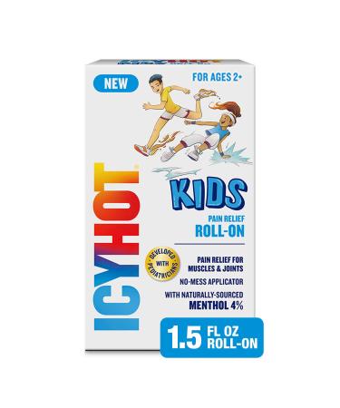 Icy Hot Kids No-Mess Pain Relief Roll-On Liquid with Naturally-Sourced Menthol 4% Developed with Pediatricians 1.5 oz. - Buy Online on GoSupps.com