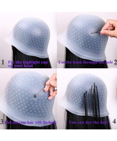 Silicone Highlight Caps Kit for Hair Coloring - 2 PCS Professional Dyeing Cap Set for Women Men - Buy Online on GoSupps.com