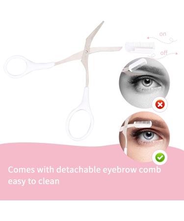Precision Eyebrow Trimmer Scissors with Comb - Non-Slip Finger Grips - Hair Removal Tool for Men and Women (White) - Buy Online on GoSupps.com