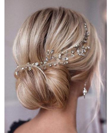 Anglacesmade Bridal Crystal Hair Vine Branch Rhinestone Headband Opal Wedding Headpiece for Bridesmaid Bride Prom Party Festival Hair Weaths for Women and Girls (Rose gold) - Buy Online on GoSupps.com