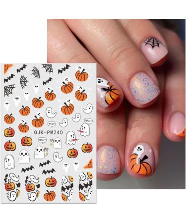JMEOWIO 9 Sheets Halloween Nail Art Stickers Decals Self-Adhesive Cute Ghost White Flower Pumpkin Nail Supplies Nail Art Design Decoration Accessories - Buy Online on GoSupps.com
