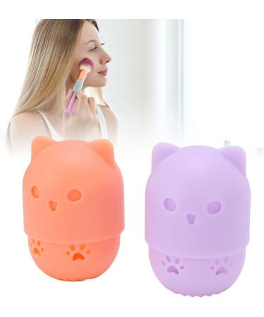 Makeup Sponge Holder Ventilating Cute Makeup Sponge Travel Bag Soft Sanitation for Makeup Accessories (Light Orange Purple) - Buy Online on GoSupps.com