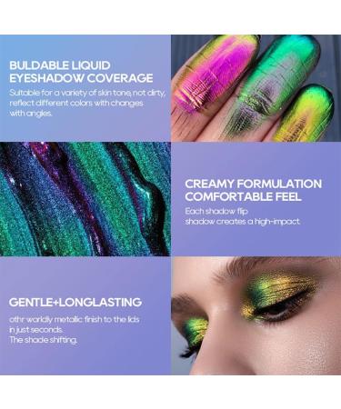 VERONNI Chameleon Eyeshadow - 3 Colors Liquid Metallic Holographic Glitter Long Lasting & Smudge Proof Multichrome Eye Shadow - Buy Online on GoSupps.com