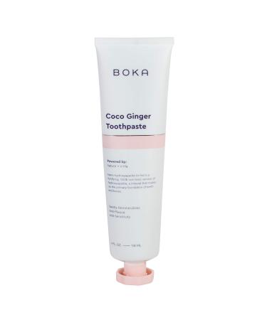 Boka Coco Ginger Natural Toothpaste, Nano-Hydroxyapatite for Remineralizing, Sensitivity and Whitening, Fluoride-Free, Dentist Recommended for Kids and Adults, Made in USA, 4oz (Pack of 1)