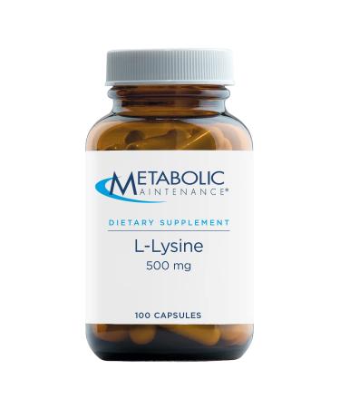 Metabolic Maintenance L-Lysine - Pure 500mg Amino Acid Supplement Vegan + No Fillers - Immune Bone + Connective Tissue Support - 'Free Form' for Superior Absorption (100 Capsules)