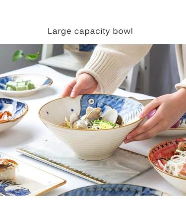 Bowl Creative Japanese Style Bowl Home Breakfast Noodle Bowl Ceramic Soup Bowl Personality Cutlery Pasta Bowl European Kitchen Cutlery Bowl (Color : 23cm) - Buy Online on GoSupps.com