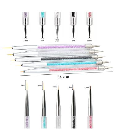 5PC Nail Art Brush Set - Dual-Ended Liner & Dotting Brushes for DIY Nail Design | Acrylic & UV Gel Suitable - Buy Online on GoSupps.com