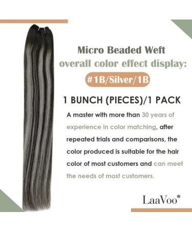 Buy Laavoo 12 Microring Tress Extensions - Real Hair Balayage Black Ombre Silver Easy Weft 50g Remy Human Hair Perfect for International Shipping - Buy Online on GoSupps.com