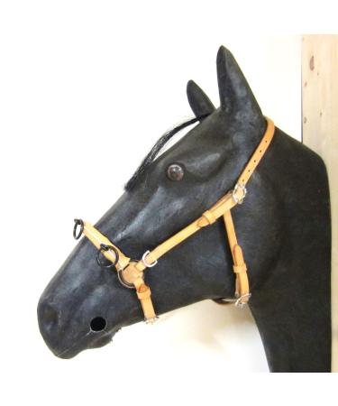 PS Horse Articles French Cavesson Cavecon/Cavesson with D-Rings Soft - Size Full Natural with silver fittings
