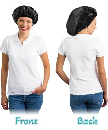 loraleo 2Pcs Shower Caps for Women Reusable Extra Large Shower Cap Bonnet de Douche Triple Layers Bathing Cap with Terry Cloth Liner Silky Satin Waterproof Bath Caps for Long Short Hair - Buy Online on GoSupps.com