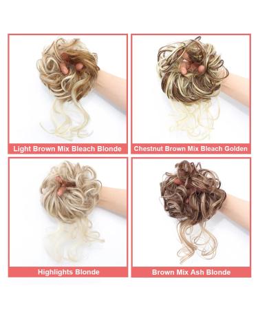 Brown Mix Ash Blonde Messy Bun Scrunchie: Tousled Updo Hair Extension for Women - Buy Online on GoSupps.com