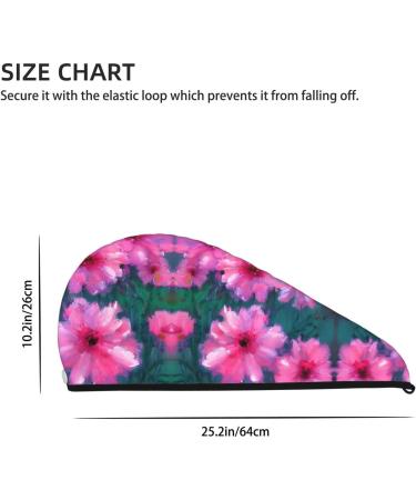 Pink Flowers Coral Velvet Dry Hair Cap with Buttons - Anti Frizz Cap for Curly Long & Thick Hair | International Shipping Available - Buy Online on GoSupps.com
