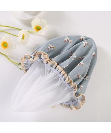 Jayutson 3 Pack Reusable Waterproof Women Shower Cap Set - Navy Blue, Olive Green, Powder | Washable Double Layer Hair Cap 10.6 inches - Buy Online on GoSupps.com