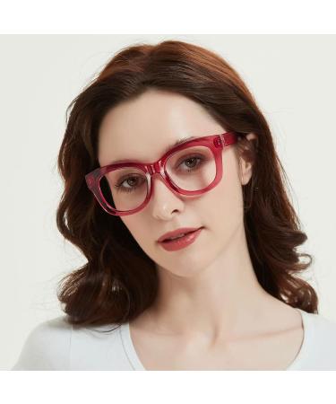JiSoo Designer Oversized Reading Glasses for Women & Men - Thick Large Round F-Pink 1.75x Readers - Buy Online on GoSupps.com