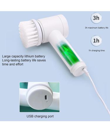 Electric Cleaning Scrubber Rotating Shower Scrubber Power Cleaning Brush with 4 Replaceable Head 1500mah Cordless Scrubber for Bathroom Kitchen Car Wash 5 Brush Heads - Buy Online on GoSupps.com