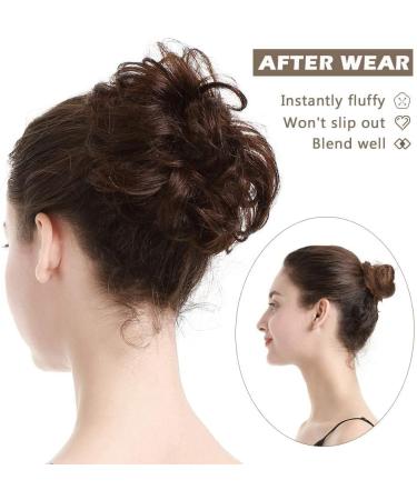 PORSMEER Messy Hair Buns Extensions- Curly Wavy Updo Scrunchies for Women, Medium Brown - Buy Online on GoSupps.com