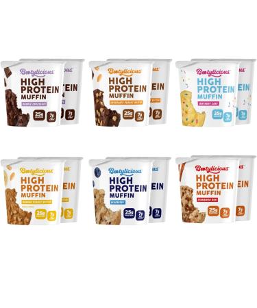 Bootylicious | High-Protein Muffin | 25g Protein, 7g Net Carbs, 1.86-1.76oz Cup, 12-Pack (Variety)