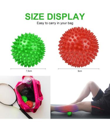 Uraqt Fascia Ball Set - Small Hedgehog Massage Balls for Muscle Tension Relief | Green & Red Knobbed Massage Balls for Feet Back Neck Hands - Buy Online on GoSupps.com