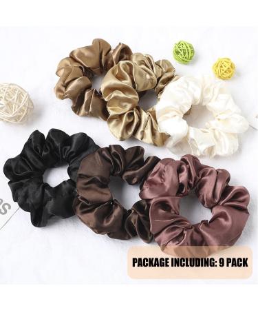 Satin Hair Ties - 9pcs Scrunchies | Silk Hair Ties for Women & Girls | Perfect Ponytail Accessory - Buy Online on GoSupps.com