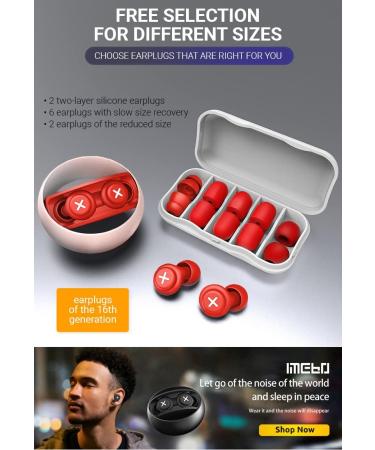 Silicone Reusable Ear Plugs for Sleeping, Noise Reduction - Soft Sound Blocking Earplugs for Concerts, Work, Travel - Red - Buy Online on GoSupps.com