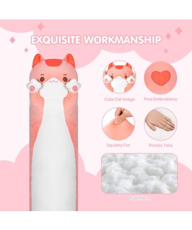 Mewaii 28in Long Cat Plush Pillow - Cute Stuffed Animal Squishy Toy for Kids (Pink) - Buy Online on GoSupps.com