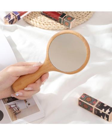 TOF&HAMY Small Handle Hand Mirror | Wooden Frame | Portable Vanity Mirror | Travel Makeup Mirror for Women and Girls - Buy Online on GoSupps.com